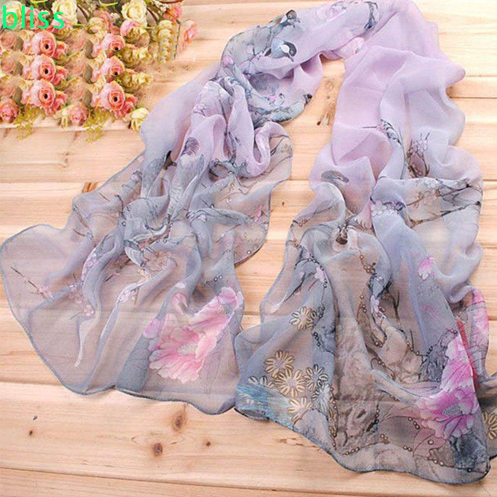 BLISS Fashion Scarves Floral Pashmina Beach Women Chiffon Wrap Summer Printed Casual Long/Multicolor