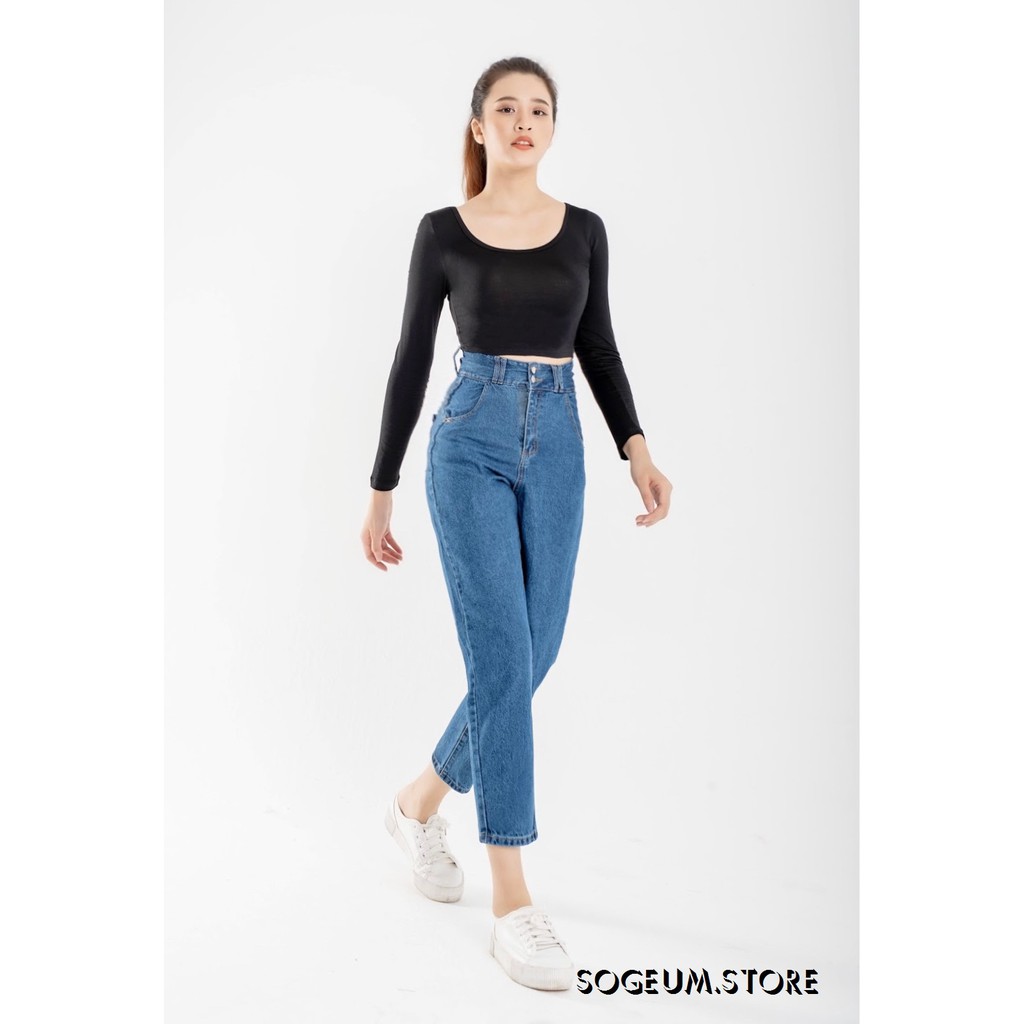 Quần jeans baggy nữ, - quần bò cạp cao ảnh video shop tự quay sogeum.store