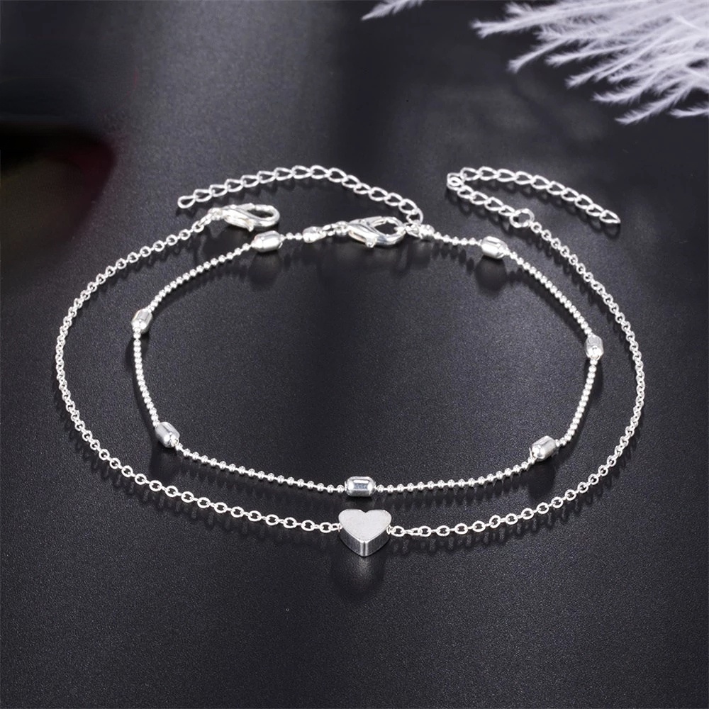 Set 2 Lắc Chân Màu Vàng/Bạc Đơn Giản Cho Nữ