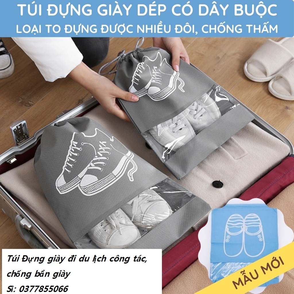 Túi đựng chống bẩn giày du lịch, túi đựng bảo quàn giày chống ẩm và bẩn, chống thấm nước, họa tiết teen