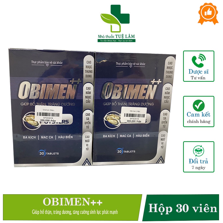Viên uống OBimen ++ hộp 30 viên giúp bổ thận, tráng dương, hỗ trợ tăng cường sinh lực và khả năng sinh lý Nam giới