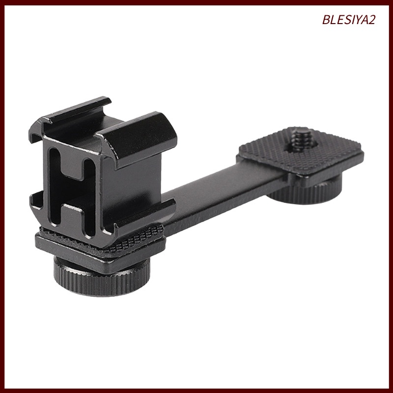 Triple Cold Shoe Mount Plate Microphone Stand Extension Bracket 110x30mm