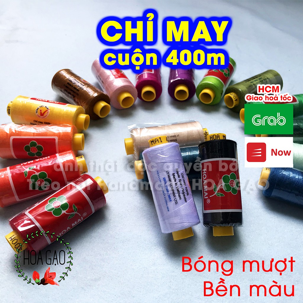 Chỉ may, chỉ đỏ 400m HOA MAI GCH1 mềm mại không có lỗi, không xù lông siêu tiện lợi