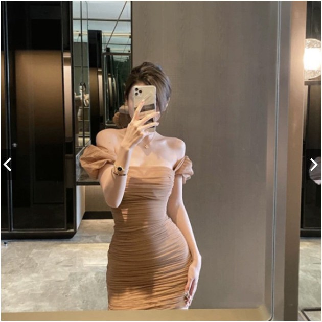 Đầm Body Nhún Cổ Vuông Tay Phồng Dành Cho Nữ | BigBuy360 - bigbuy360.vn