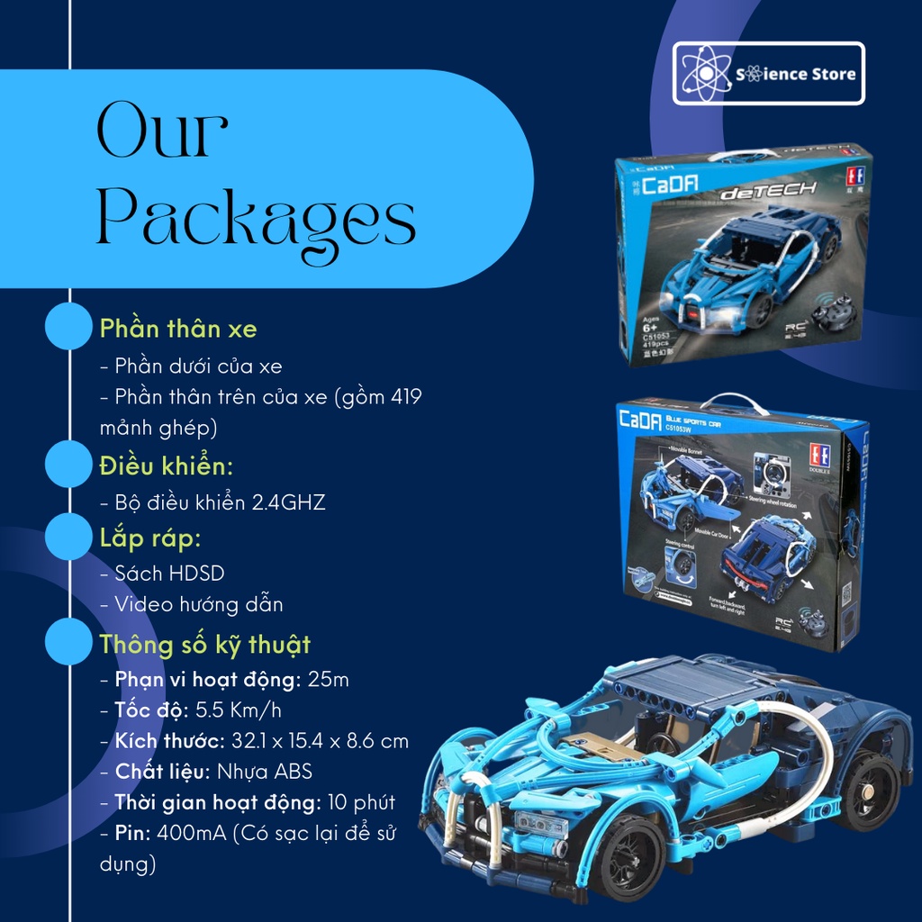 Lego Technic xe điều kiển từ xa Bugatti Chiron | CaDA - C51053W