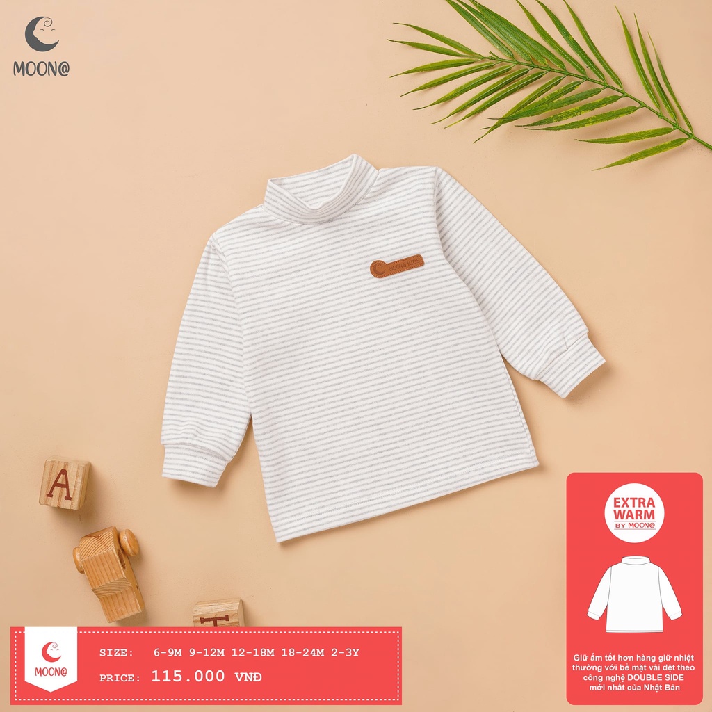 MOON Áo giữ nhiệt nỉ nhung cổ 3 phân cho bé trai/bé gái