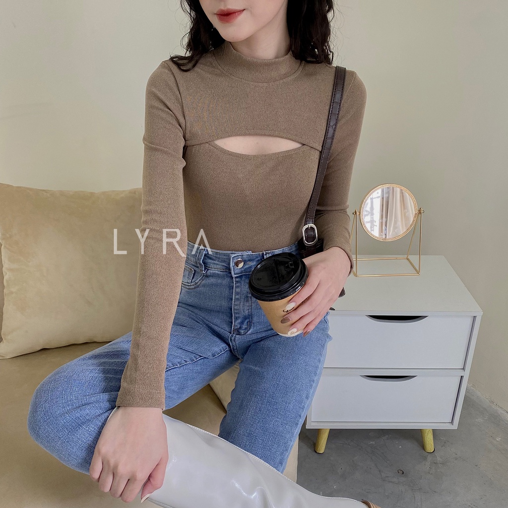 Áo len tăm cổ 3 phân cutout ngực thiết kế by LYRA. chất len nhung lỳ dày dặn các tính-LYTAO322 | BigBuy360 - bigbuy360.vn