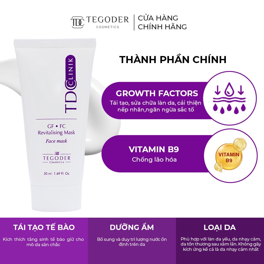 Mặt nạ kích thích tái tạo tế bào và phục hồi da vượt trội Tegoder GF FC Revitalising mask TDC 50 ml mã 1401