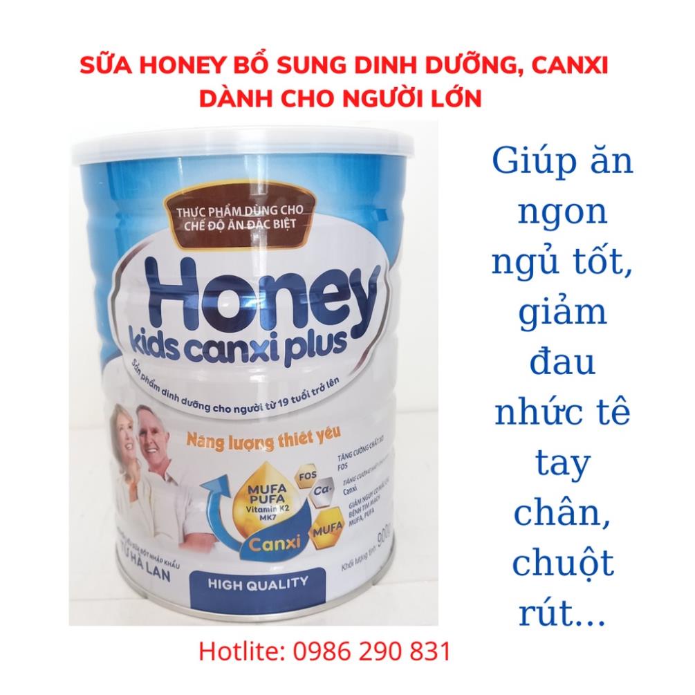 Sữa dành cho người lớn tuổi Honey Kids Canxi Plust bổ sung 1.200mg canxi mỗi ngày, giúp ăn ngon ngủ tốt, giảm đau mỏi