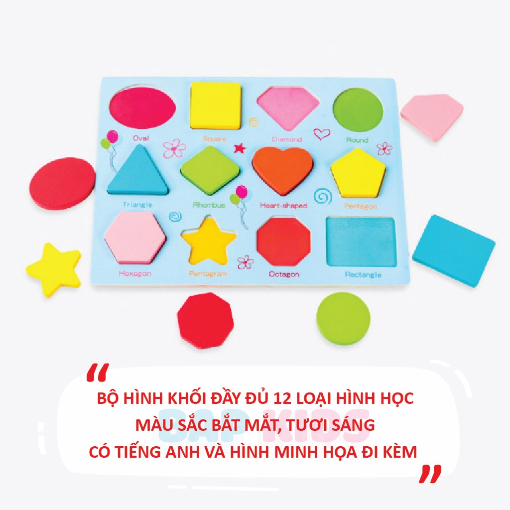 Bảng Chữ Cái, Số, Hình Khối bằng gỗ nổi khối 3D ⚡️Mẫu Mới Nhất⚡️ Đồ Chơi Giáo Dục Bapkids