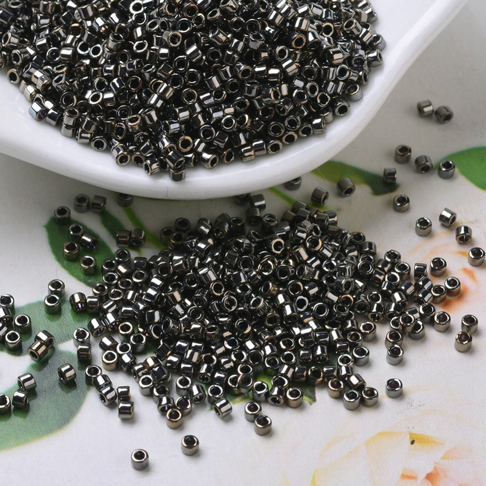 10g MIYUKI Delica Beads Cylinder Japanese Seed Beads 11/0  Opaque Ghost Gray Luster 1.3x1.6mm Hole: 0.8mm about 2000pcs/10g