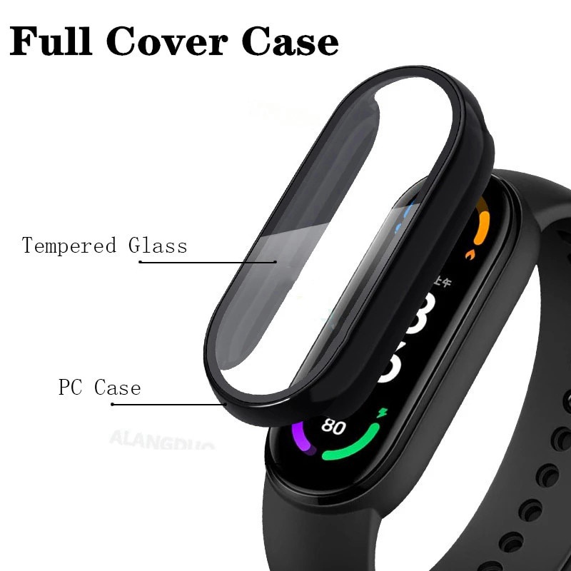 Ốp PC + kính bảo vệ toàn diện cho màn hình Xiaomi Mi Band 7 6 5 4 3