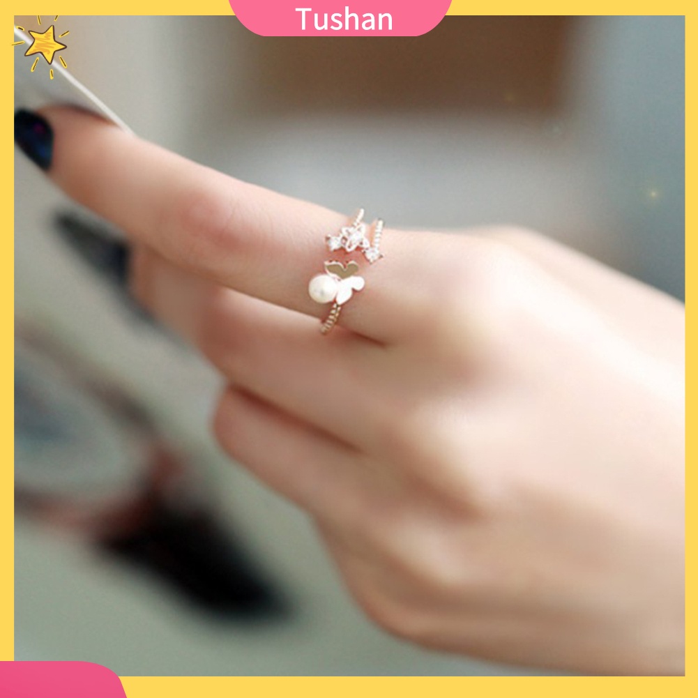 Nhẫn Hợp Kim Hình Bướm Đính Đá Xinh Xắn Cho Nữ