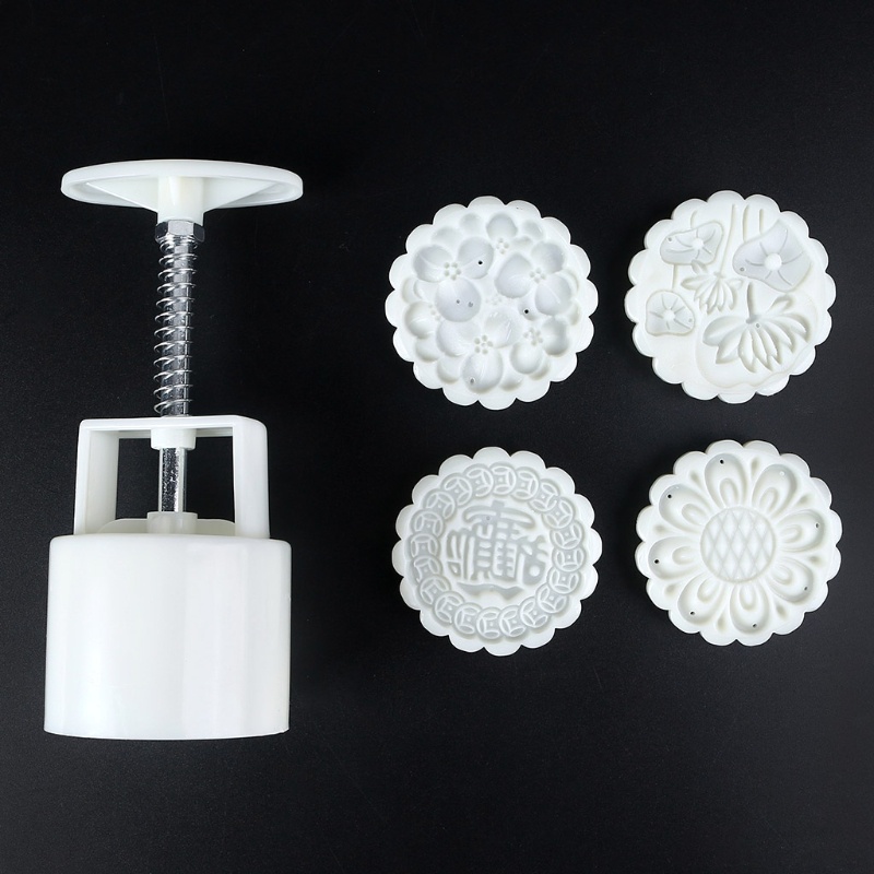 Set khuôn cắt làm bánh trung thu bánh quy 75g bằng nhựa DIY tạo hình hoa sen