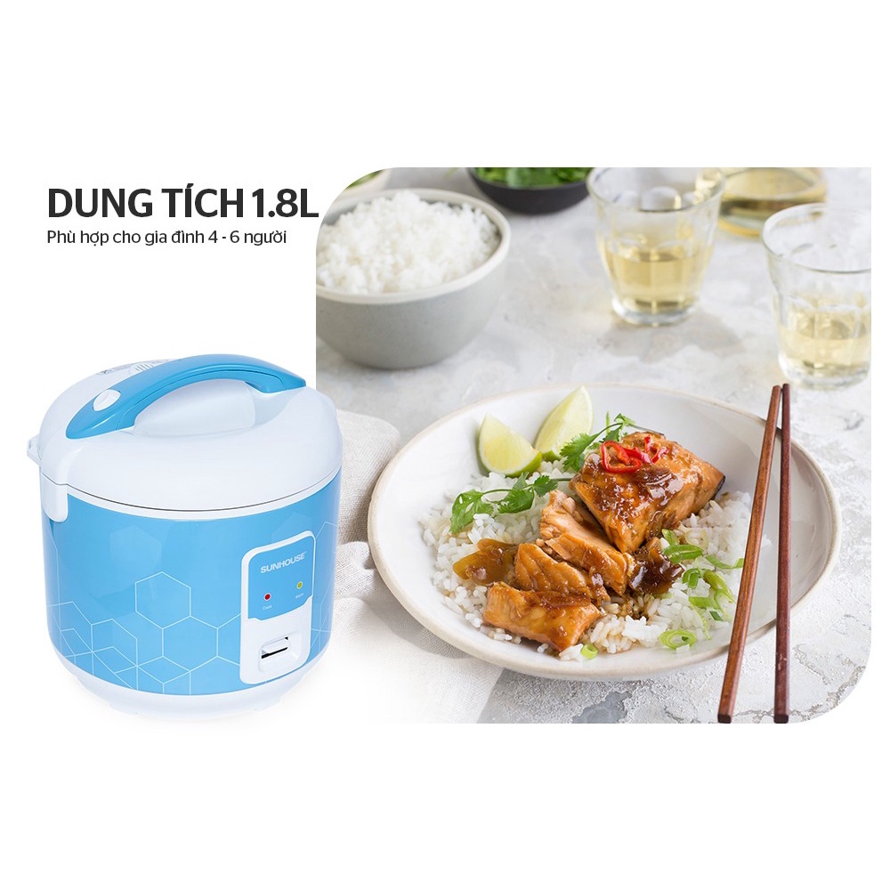 Nồi cơm điện Sunhouse SHD8622G dung tích 1.8L công nghệ hiện đại giúp cơm chín đều – HÀNG CHÍNH HÃNG BH 12 THÁNG