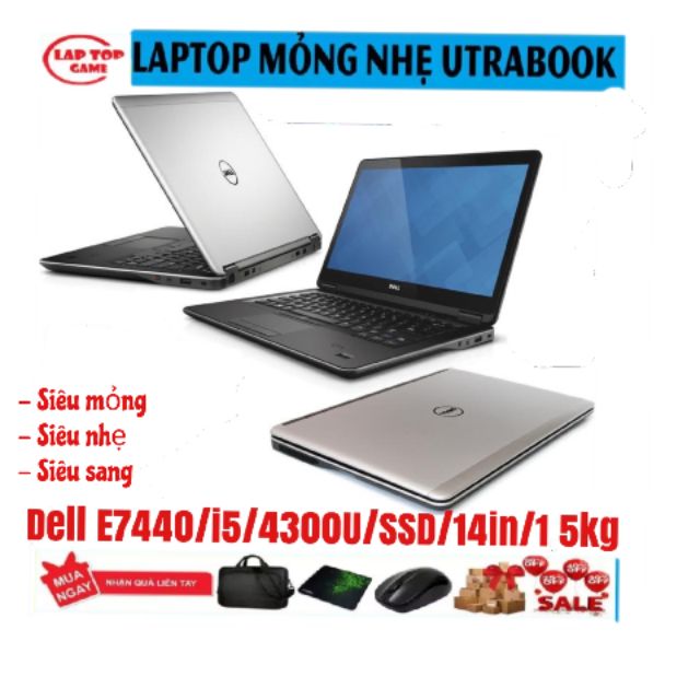 Laptop Dell Latitude E7440 Siêu Mỏng Nhẹ, Chíp i5 4300u, Ram 4G, Ổ 250G, Mới 98 - 99%, | BigBuy360 - bigbuy360.vn