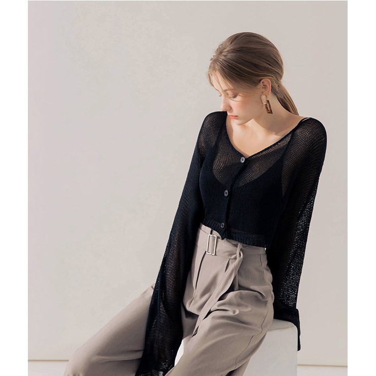 cardigan Áo khoác len mỏng dáng crop top nữ Air Space 2030126009