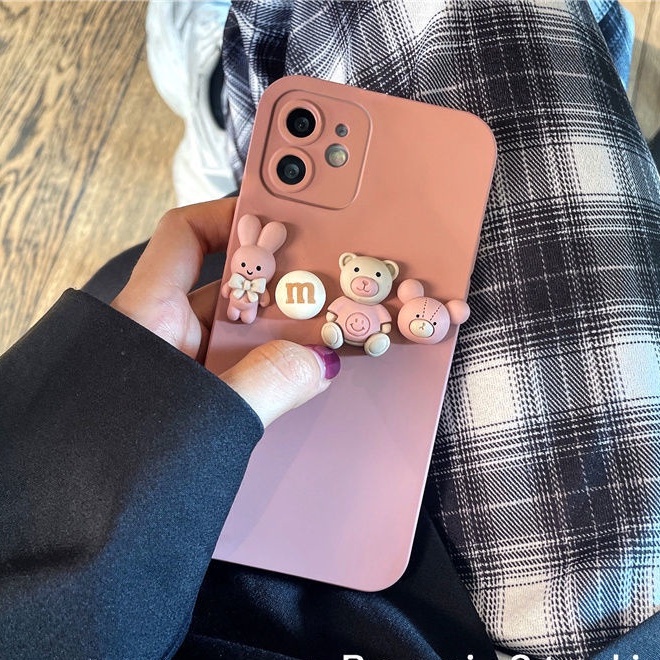 Ốp Điện Thoại Họa Tiết Thỏ/Gấu Nhỏ Dễ Thương Cho iPhone 12 13 11 Pro Max X Xs Max Xr 5589