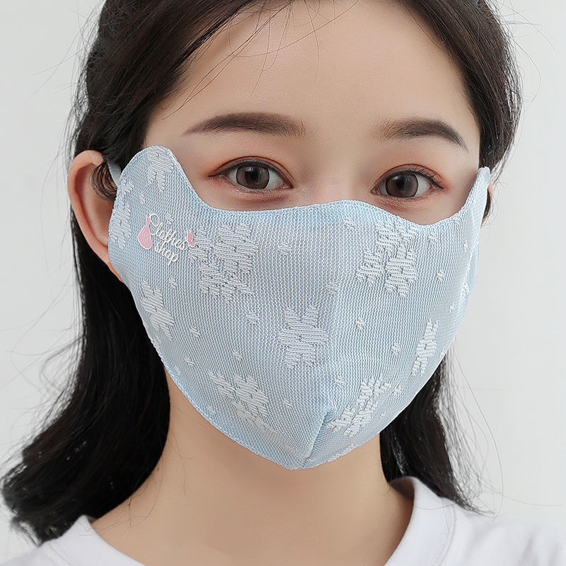 Spring and Summer lace mask women's thin sun-proof breathable goddess sexy washable veil face towel face cover large cloth mask