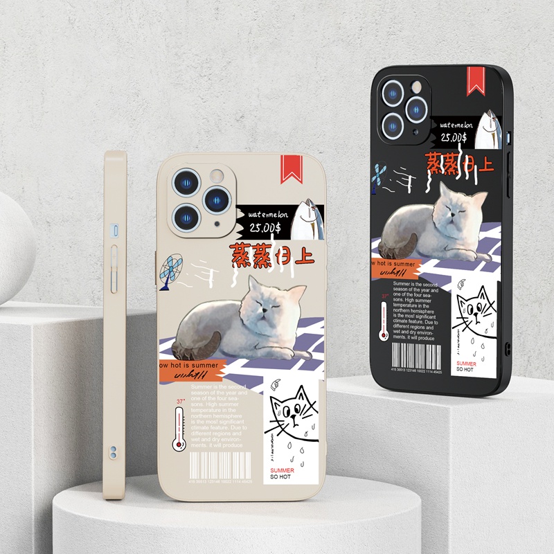Ốp lưng iphone Ốp điện thoại Suntaiho silicon mềm họa tiết mèo mùa hè cho iPhone 13 12 11 Pro Max X XR Xs Max 7 8 Plus 12mini 13mini