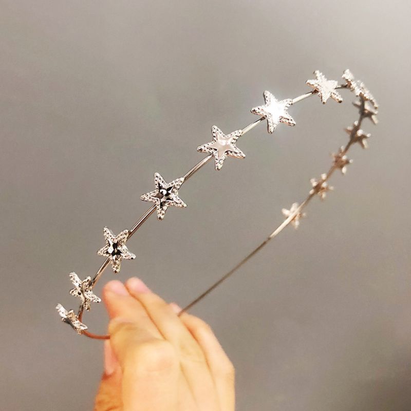 San * Băng Đô Mỏng Màu Vàng / Bạc Hình Ngôi Sao Năm Cánh Lấp Lánh Phong Cách Hàn Quốc Cho Nữ D