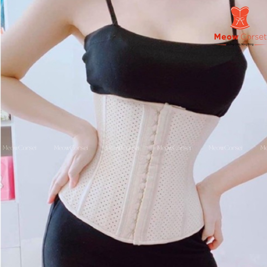 Đai nịt bụng latex thông hơi giảm mỡ bụng 25 xương định hình eo Hi lạp hàng chuẩn cao su non cao cấp [MEOW Corset]