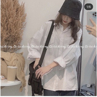 Áo sơ mi trơn dáng oversize chuẩn vintage