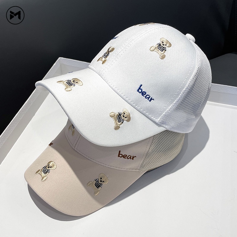 Mũ Lưỡi Trai Che Nắng Thoáng Khí Thêu Họa Tiết Gấu Hoạt Hình Phong Cách Nhật Bản Cho Bé Trai