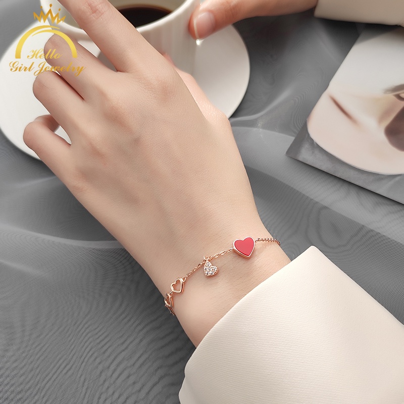 Vòng đeo tay đính kim cương giả hình trái tim cho nữ