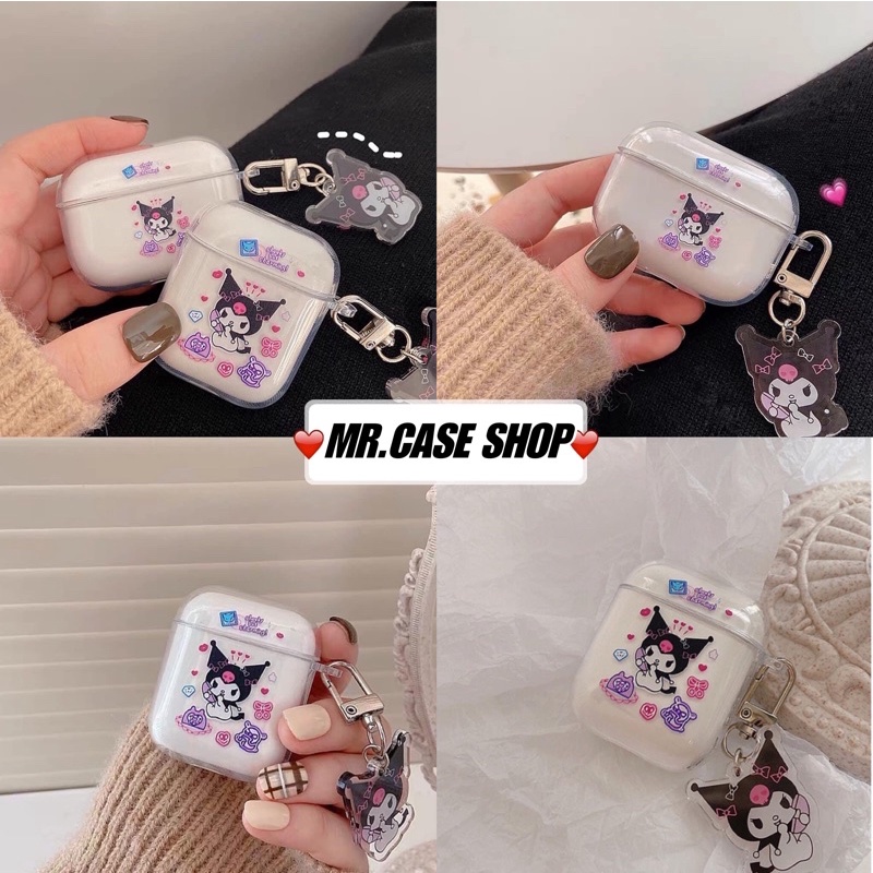 Case Airpods 1/2 /Pro Vỏ Ốp Tai Nghe Hình Hoạt Hình Kuromi  Kèm Móc - Mr.Case AirPods