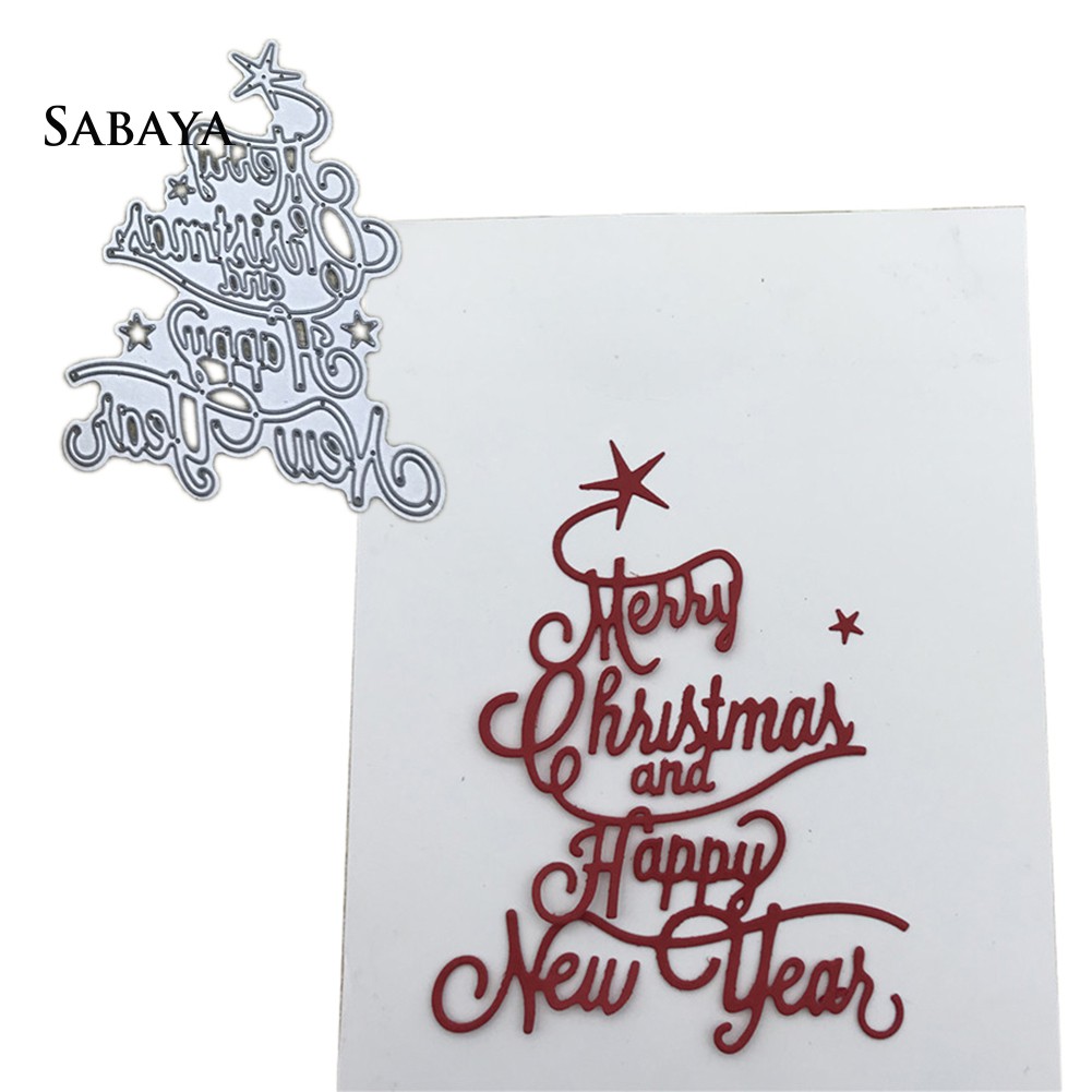 Khuôn cắt giấy hình chữ Merry Christmas trang trí tập ảnh bằng kim loại