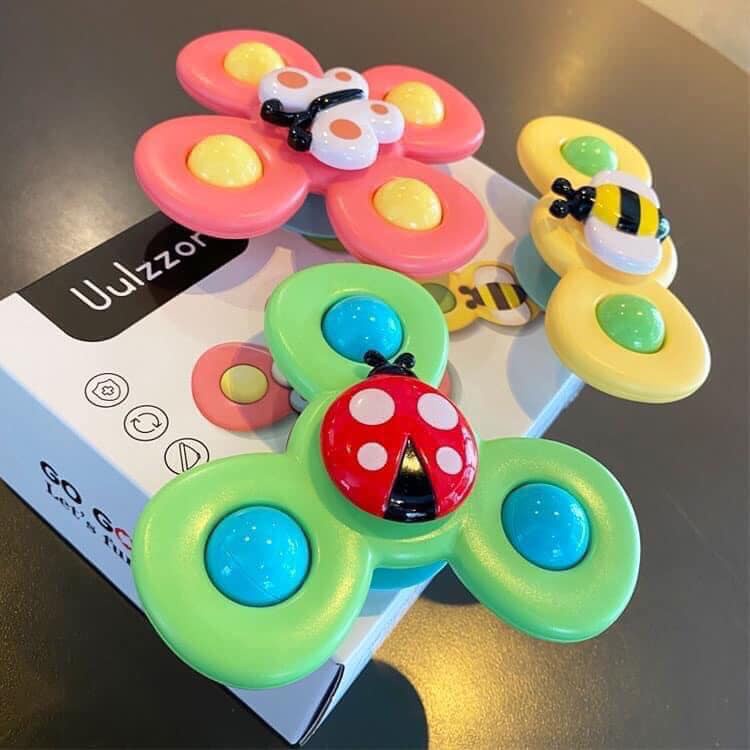 Set 3 Con Quay Đồ Chơi Fidget Spinner Dán Tường, Thiết Kế Hình Động Vật Hoạt Hình Độc Đáo Dành Cho Bé