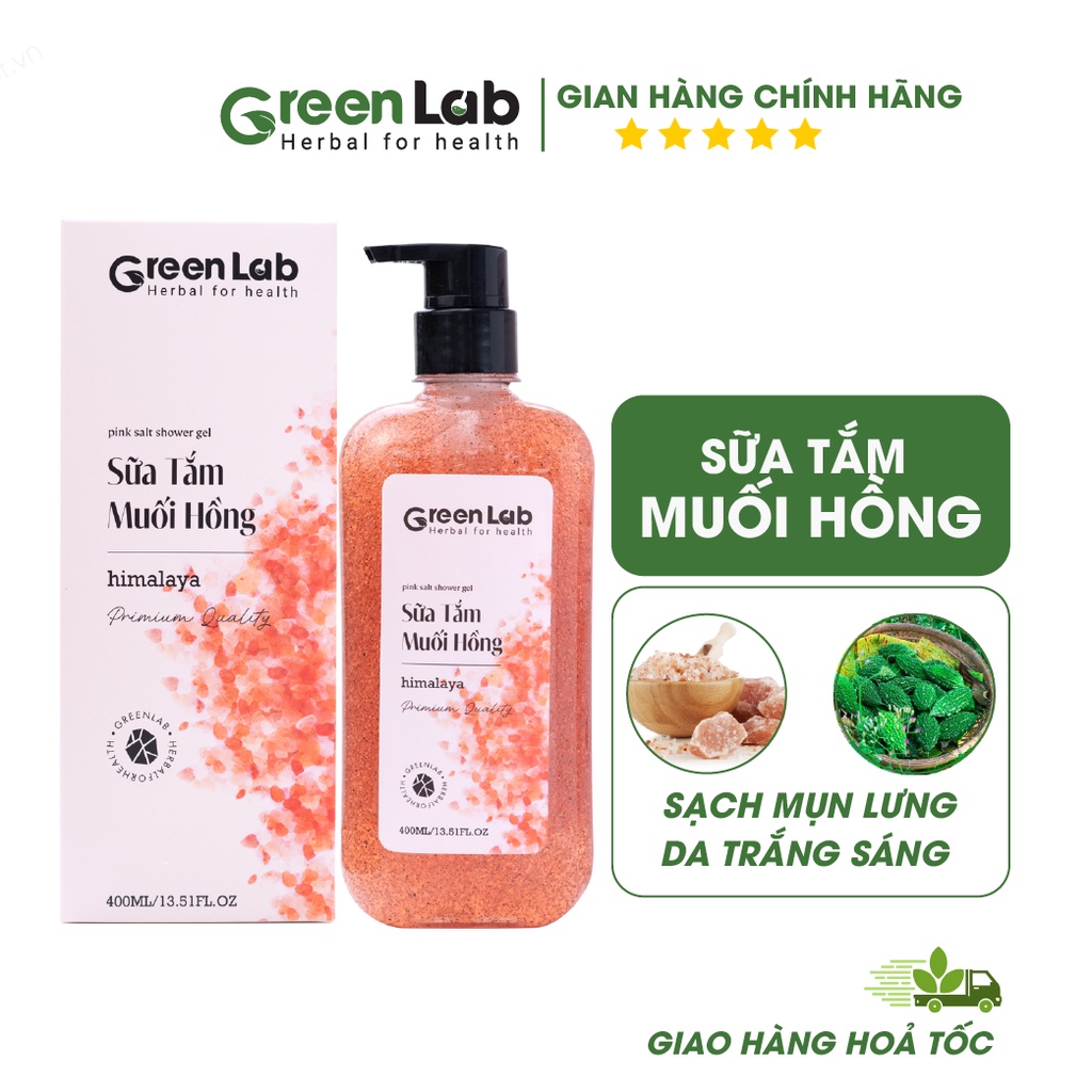 Sữa tắm muối hồng GreenLab sạch mụn lưng da trắng sáng 400ml