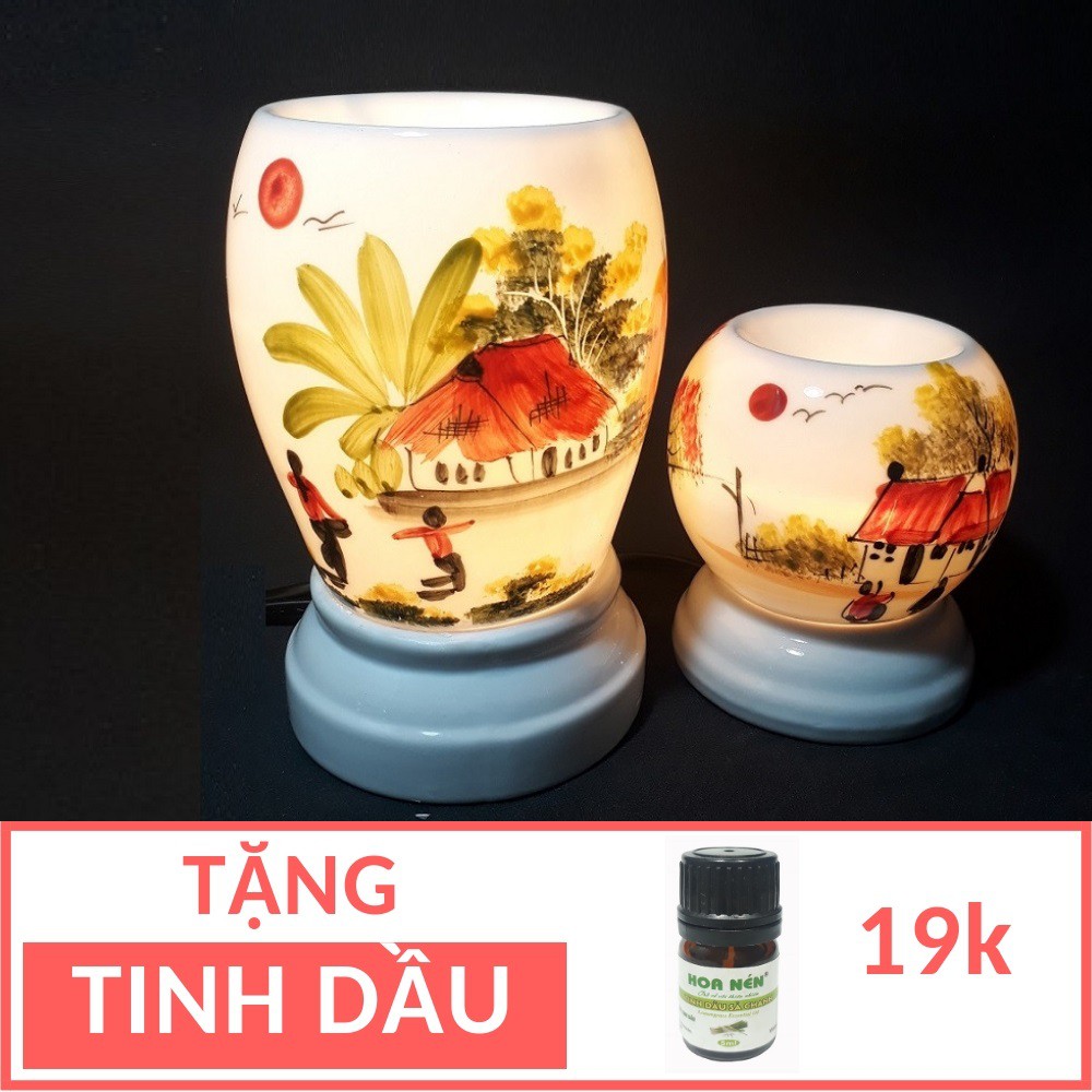 Đèn xông tinh dầu Sứ hình Ống Trứng (Chọn Mẫu) Tặng Tinh dầu-Bóng đèn đuổi muỗi thơm phòng