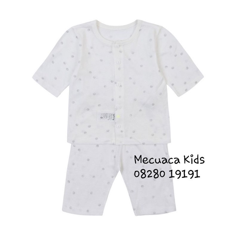 Bộ lửng tay lỡ cotton giấy Agabang hai màu trắng, tím xuất Hàn dư xịn cho bé trai bé gái