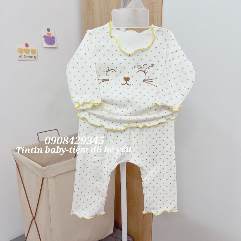 Bộ Thun Mát HOTGA (HỘT GÀ) dài tay Bé Gái - Đồ Bộ Sơ Sinh Cho Bé Gái (3 - 11kg)