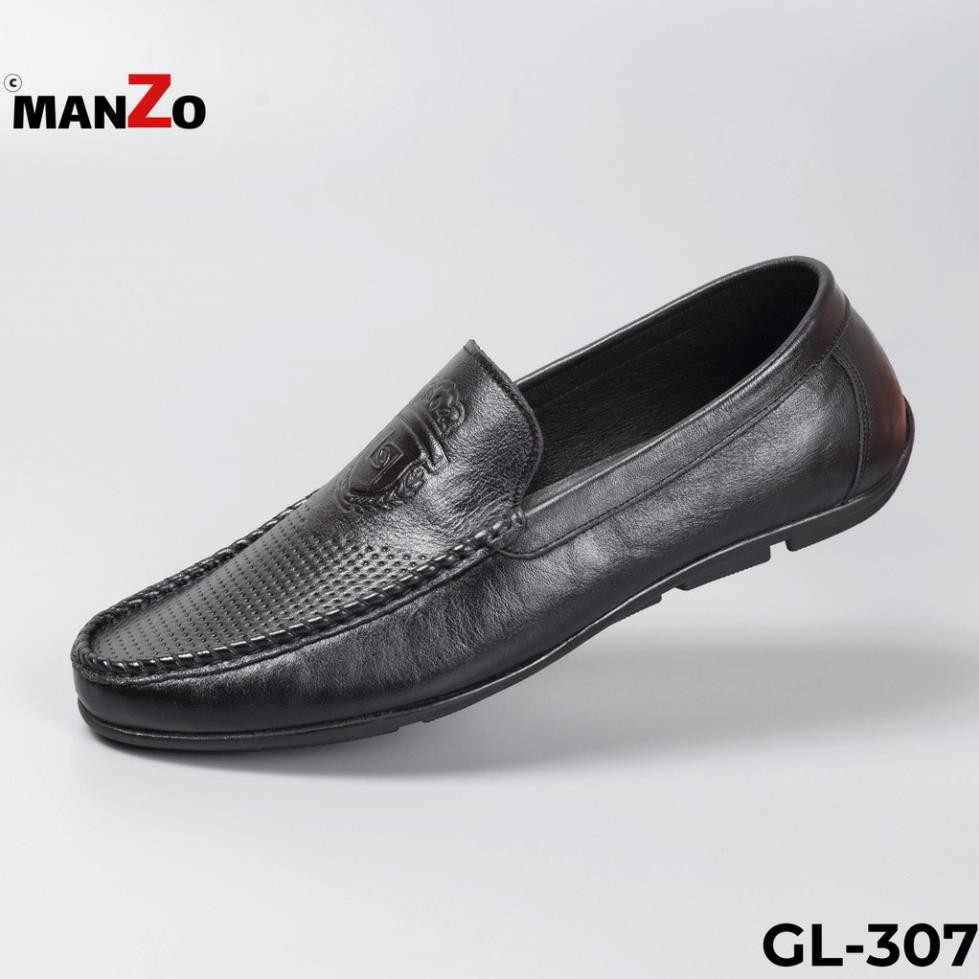 [DA THẬT] Giày lười công sở cao cấp da bò cao cấp màu đen - Manzo GL-307