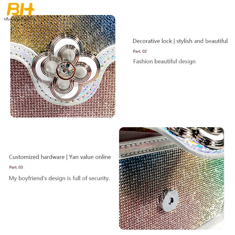 Túi Đeo Chéo Hình Vuông Nhỏ Đính Kim Cương Giả Màu Cầu Vồng Mẫu Mới 2022 Thời Trang Cho Nữ