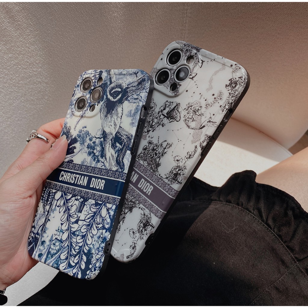 DIOR Ốp Điện Thoại Mềm Họa Tiết Hoa Phong Cách retro Cho iphonex / xs Xsmax 11 11Pro 11Promax 12 12Mini 12Pro 12Promax