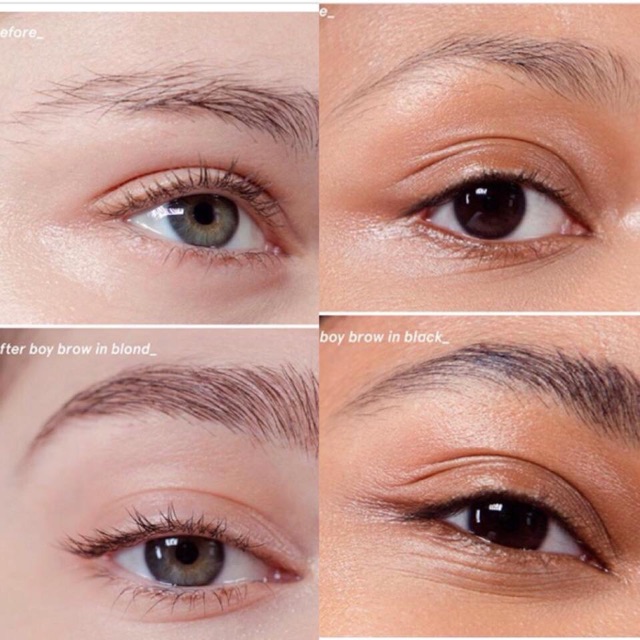 Gom order bộ trang điểm Glossier boy brow + haloscope