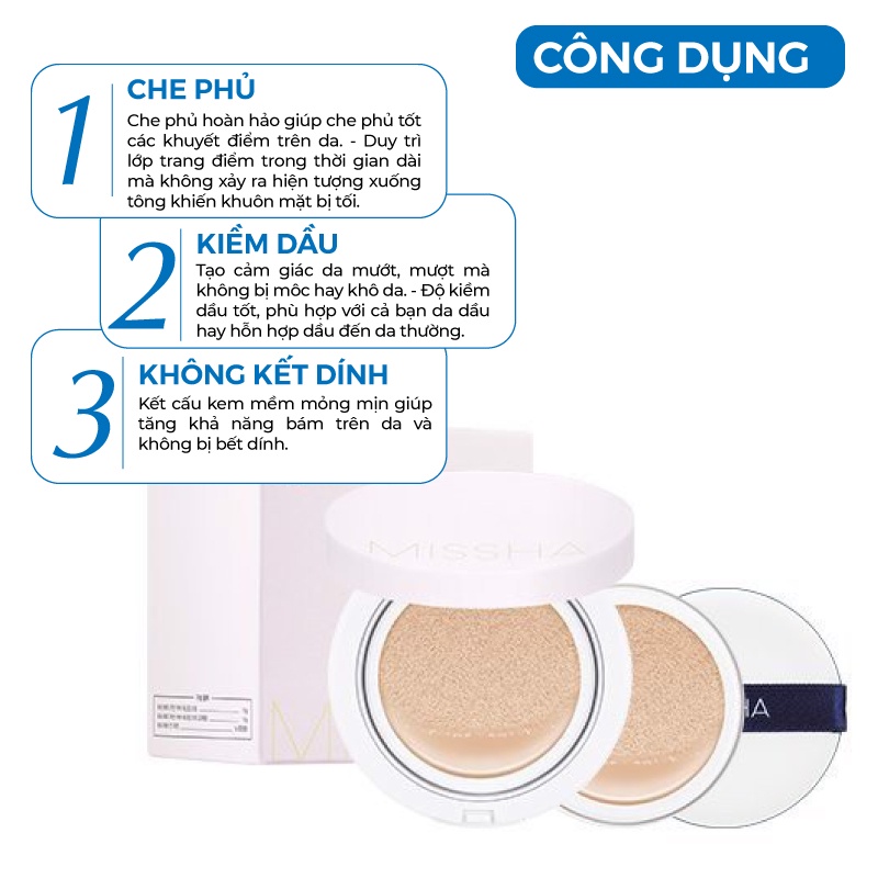 Phấn nước Missha M Magic Cushion SPF 50+ PA+++ Hàn Quốc vỏ hồng [Cam Kết Hàng Chính Hãng]