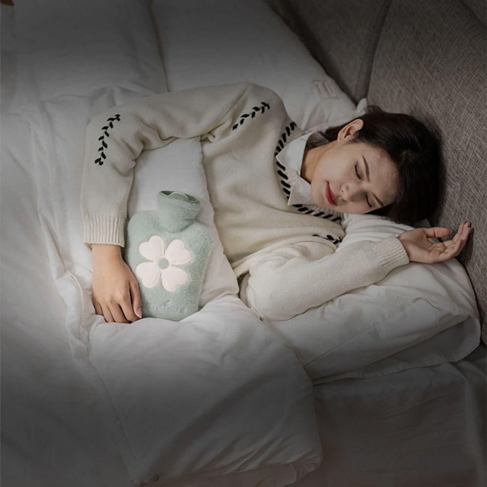 EBINLANDS Túi Chườm Nóng 500ml Bằng Cao Su Nhung Có Thể Tái Sử Dụng