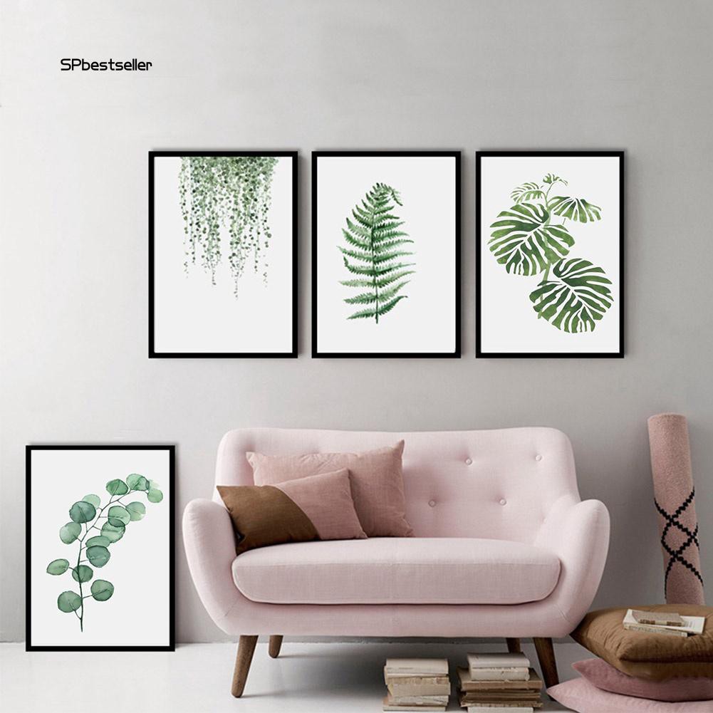 Tranh vải bố hình lá cây xanh phong cách hiện đại