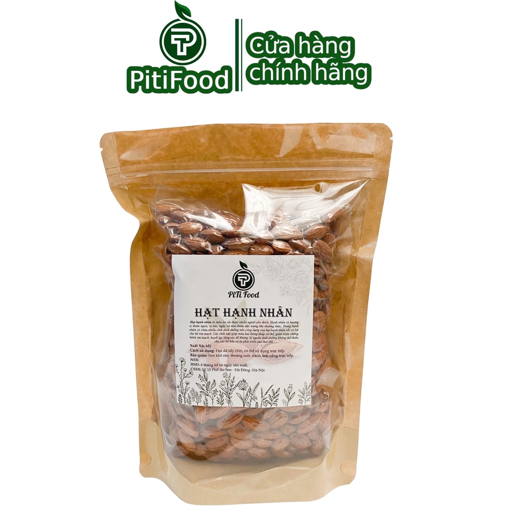 500g Hạt hạnh nhân sấy chín nguyên vị thơm ngon giòn ngậy/ Hạnh nhân tươi làm sữa nhập khẩu Mỹ date mới PitiFood