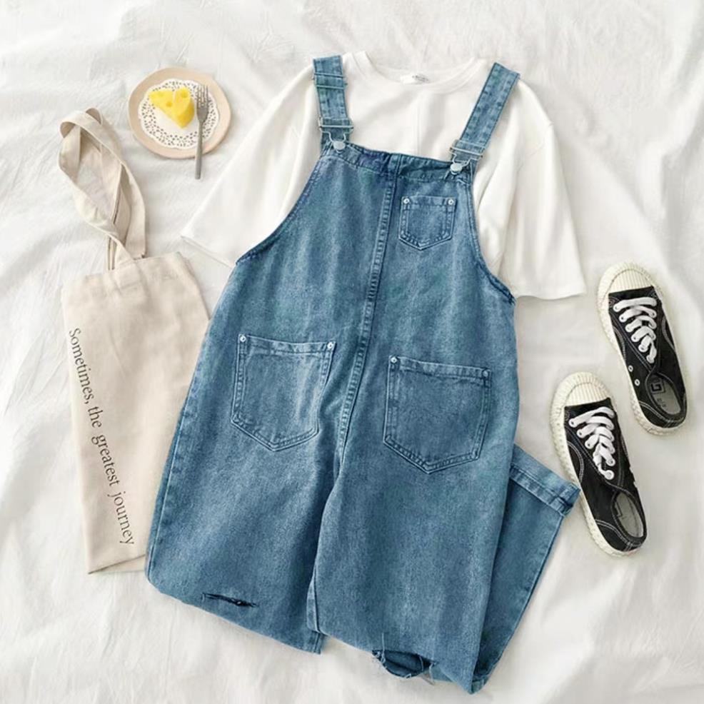 Yếm jean nữ rách gối chất vải đẹp F21 | BigBuy360 - bigbuy360.vn