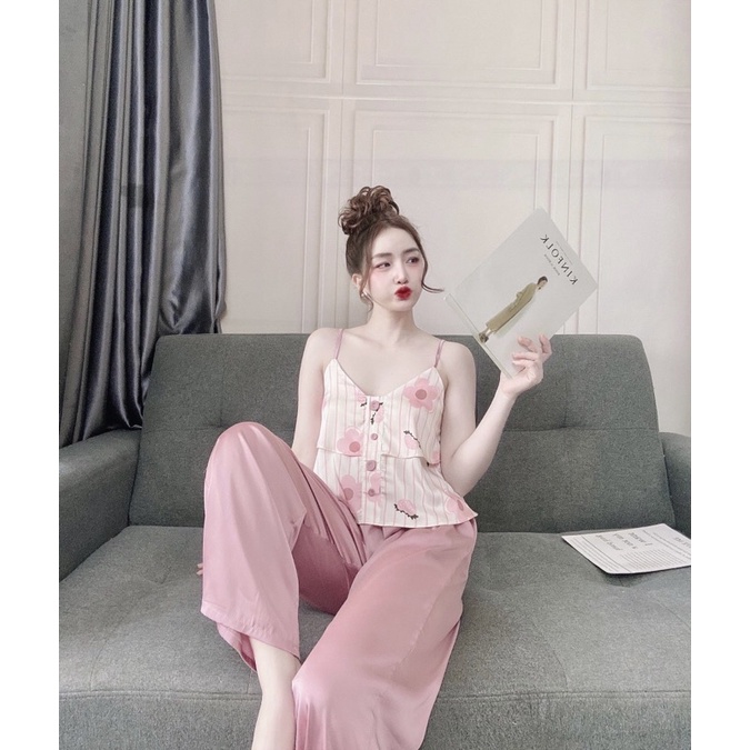 SET BỘ DÀI PHỐI LỤA SATIN SIÊU XINH FREESIZE (43-dưới 60kg)