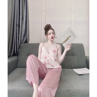 Set bộ dài phối lụa satin siêu xinh freesize