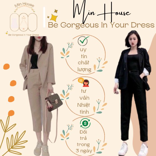 Set áo blazer,quần tây dài siêu sang_FREESHIP_set đồ vest nữ mặc đi chơi,đi làm chuẩn xinh