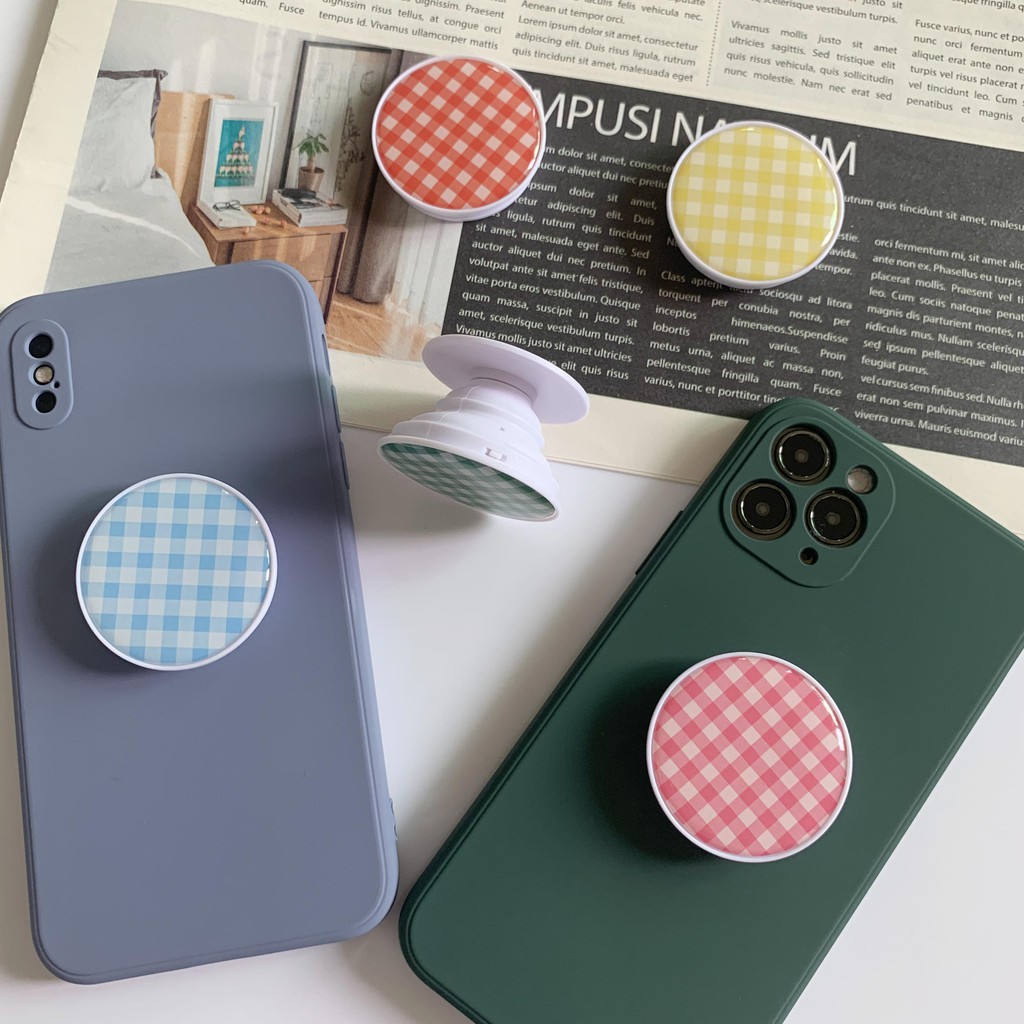 Chống điện thoại Popsocket họa tiết caro in bóng dễ thương pop up đỡ cho dế yêu của bạn