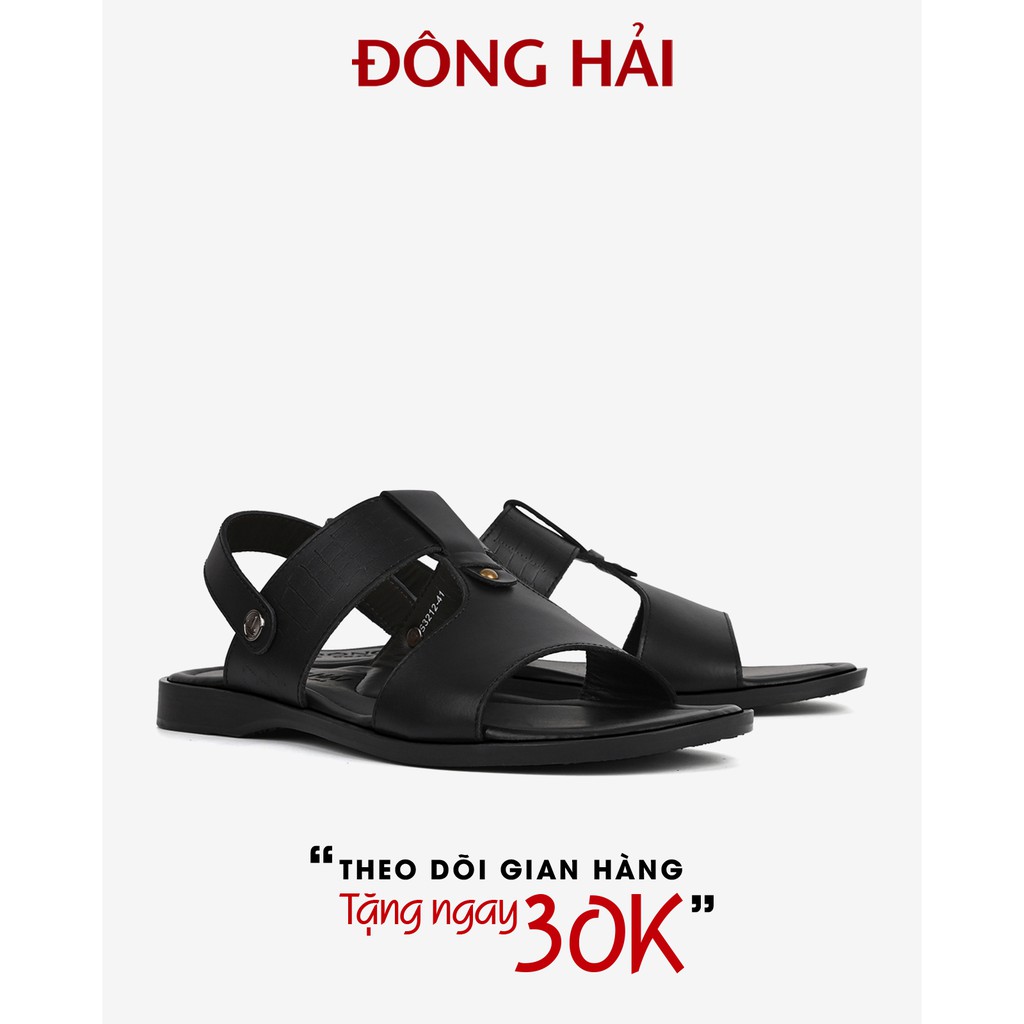 &quot;TẶNG NGAY 30K khi theo dõi gian hàng &quot;Sandal nam Đông Hải da bò cao cấp quai ngang chữ T đế cao su 3cm - S3212